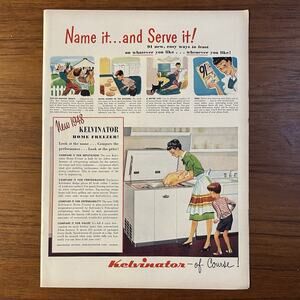 1948 Kelvinator Aplliances Home Freezer Comic Serve It Vintage Print Ad